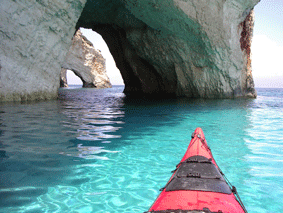 sea kayaking blue caves, zakynthos, ionian islands, greece
